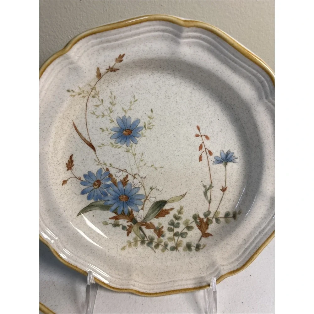 Mikasa Stoneware Blue Daisies‎ Salad Plates 8